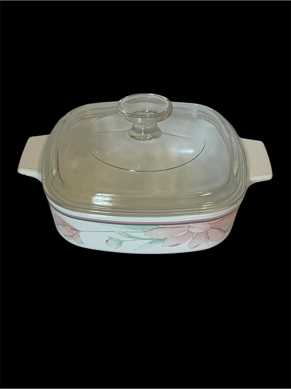 Vintage Corning Ware Peony Floral 1 Liter Casserole Dish with Lid 1-B Lidded